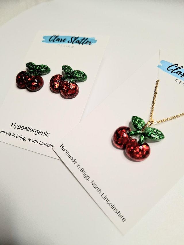 Cherry glitter pendant