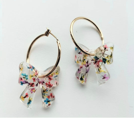 Preserved flower bow hoops