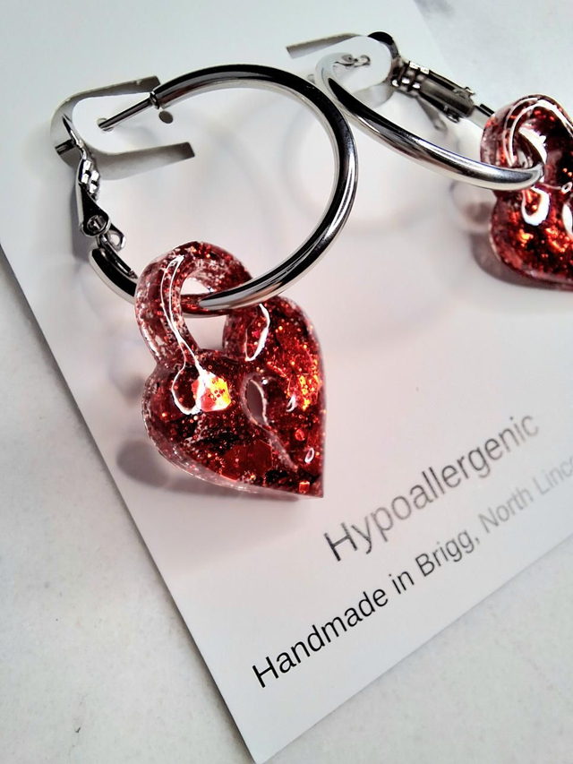 Padlock heart charm hoops