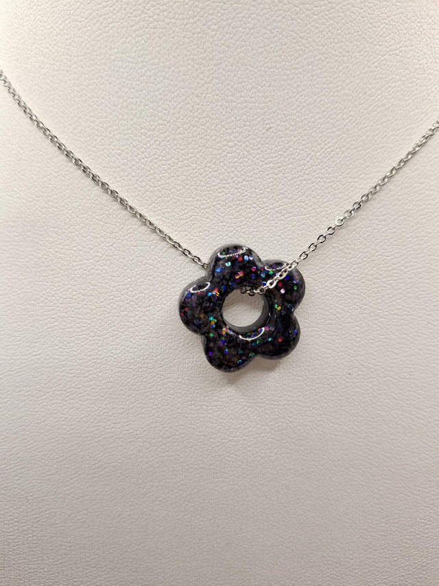 Glitter flower pendant (available in all colours)