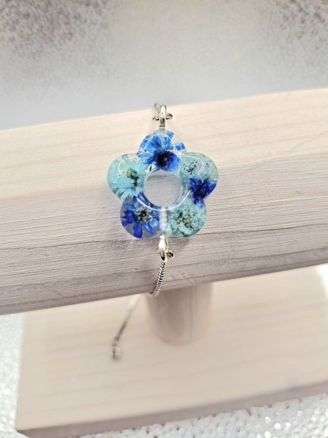 Preserved flower, flower shape slider bracelet