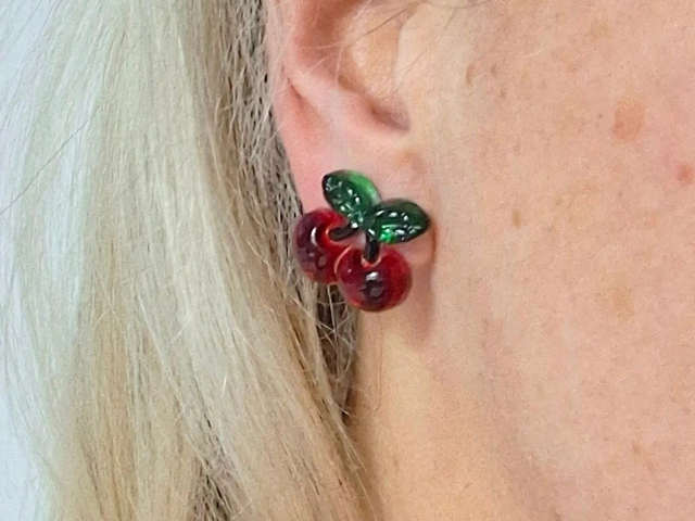 Cherry stud earrings