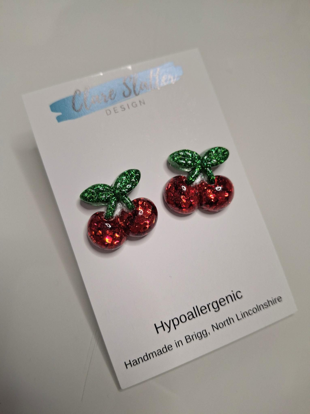 Cherry stud earrings