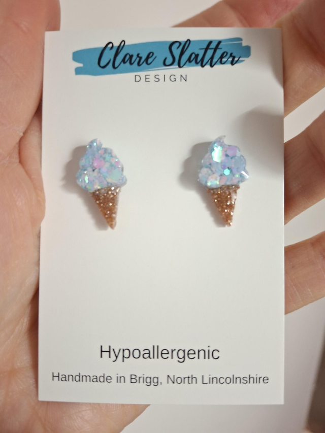 Ice cream cone stud earrings