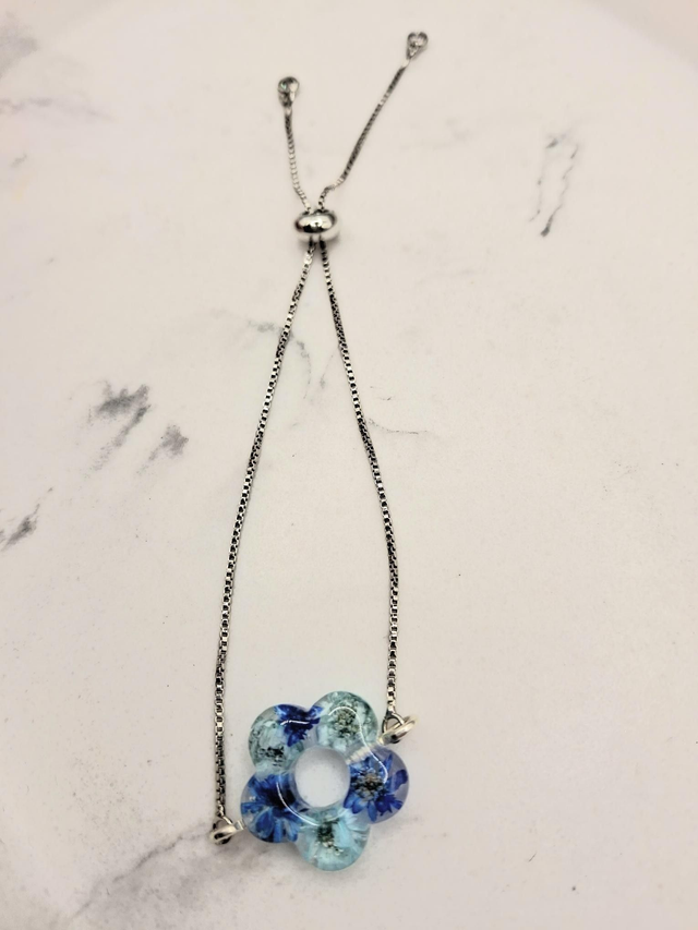 Preserved flower, flower shape slider bracelet