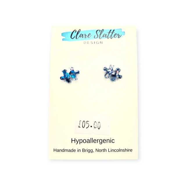 Jigsaw puzzle piece stud earrings
