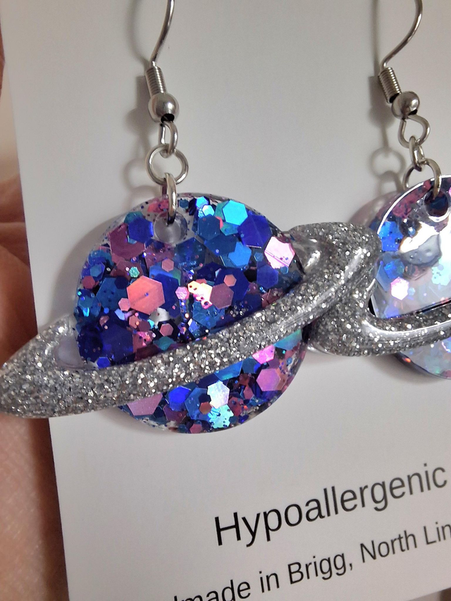Blue and purple planet dangles