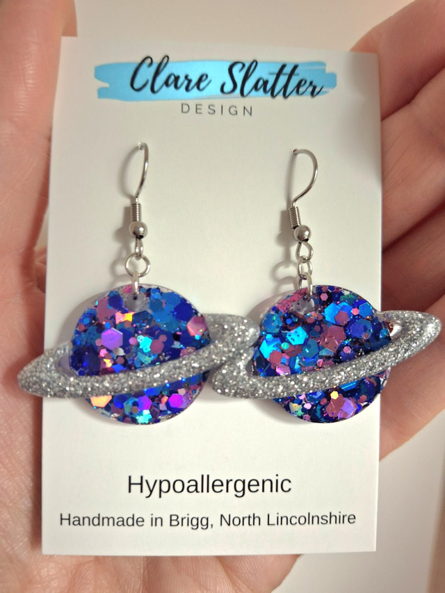 Blue and purple planet dangles