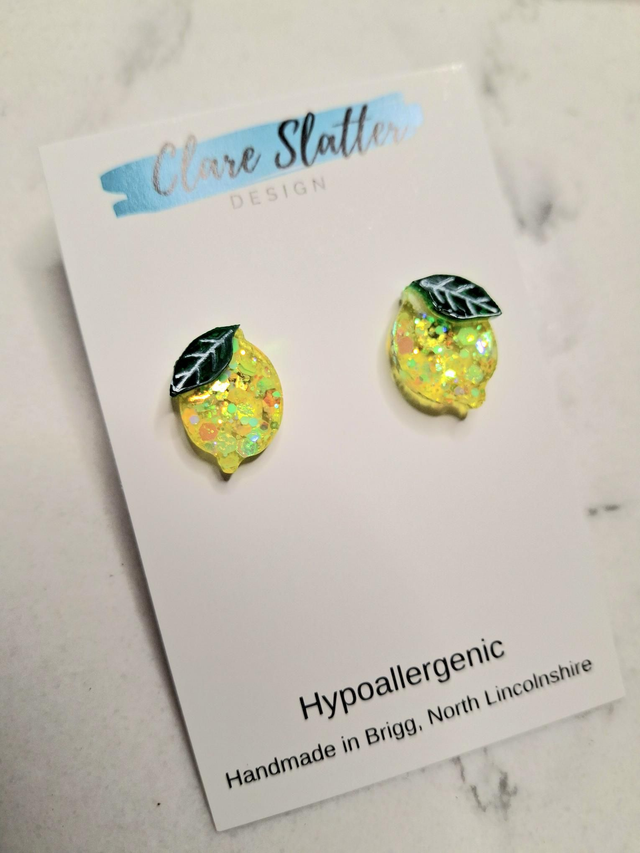 Lemon shape stud earrings