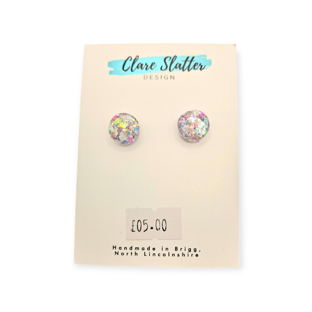 Medium round glitter stud earrings