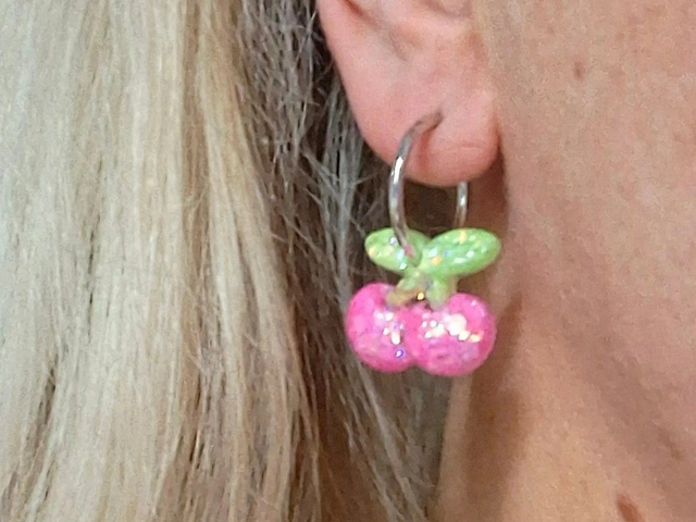 Neon cherry hoops