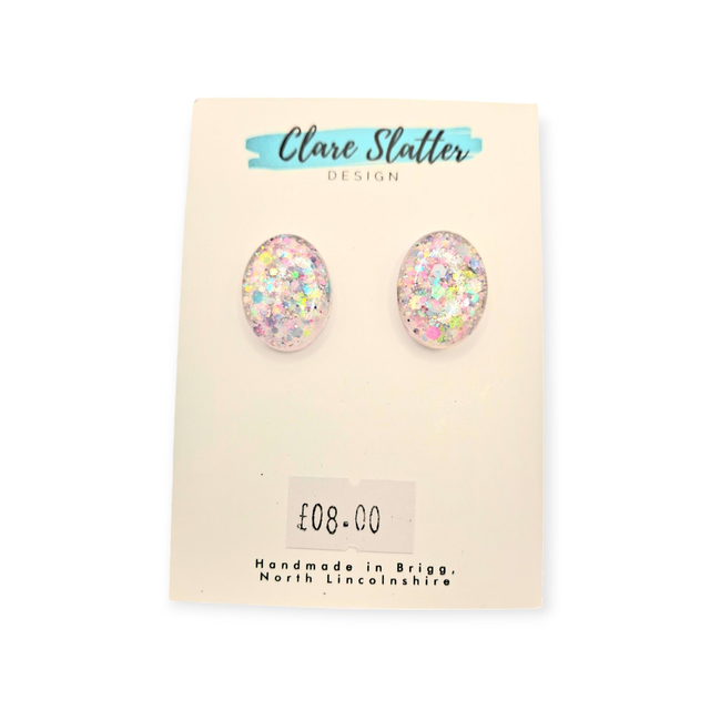 Large oval glitter studs