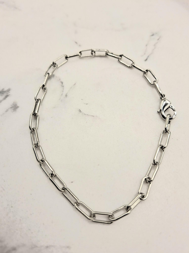 Silver paperclip chain link bracelet