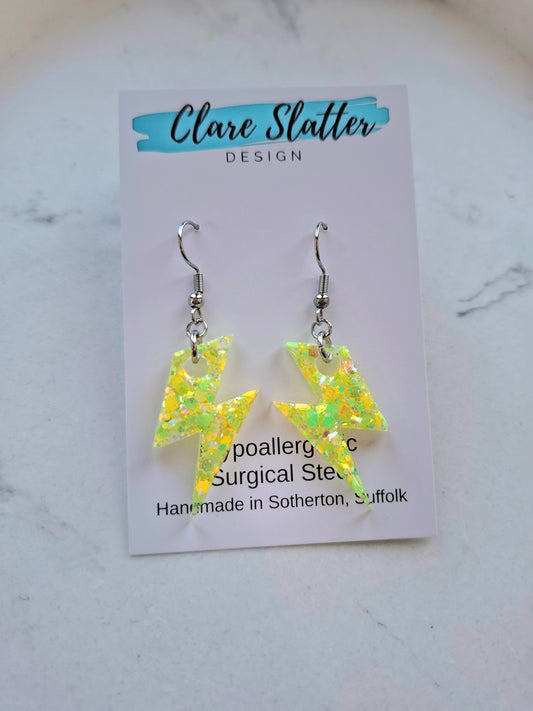 Lightening bolt yellow dangles