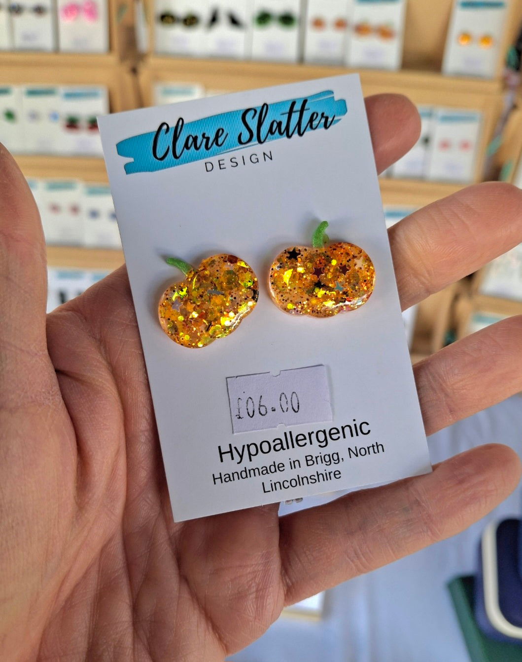 Glitter Pumpkin stud earrings
