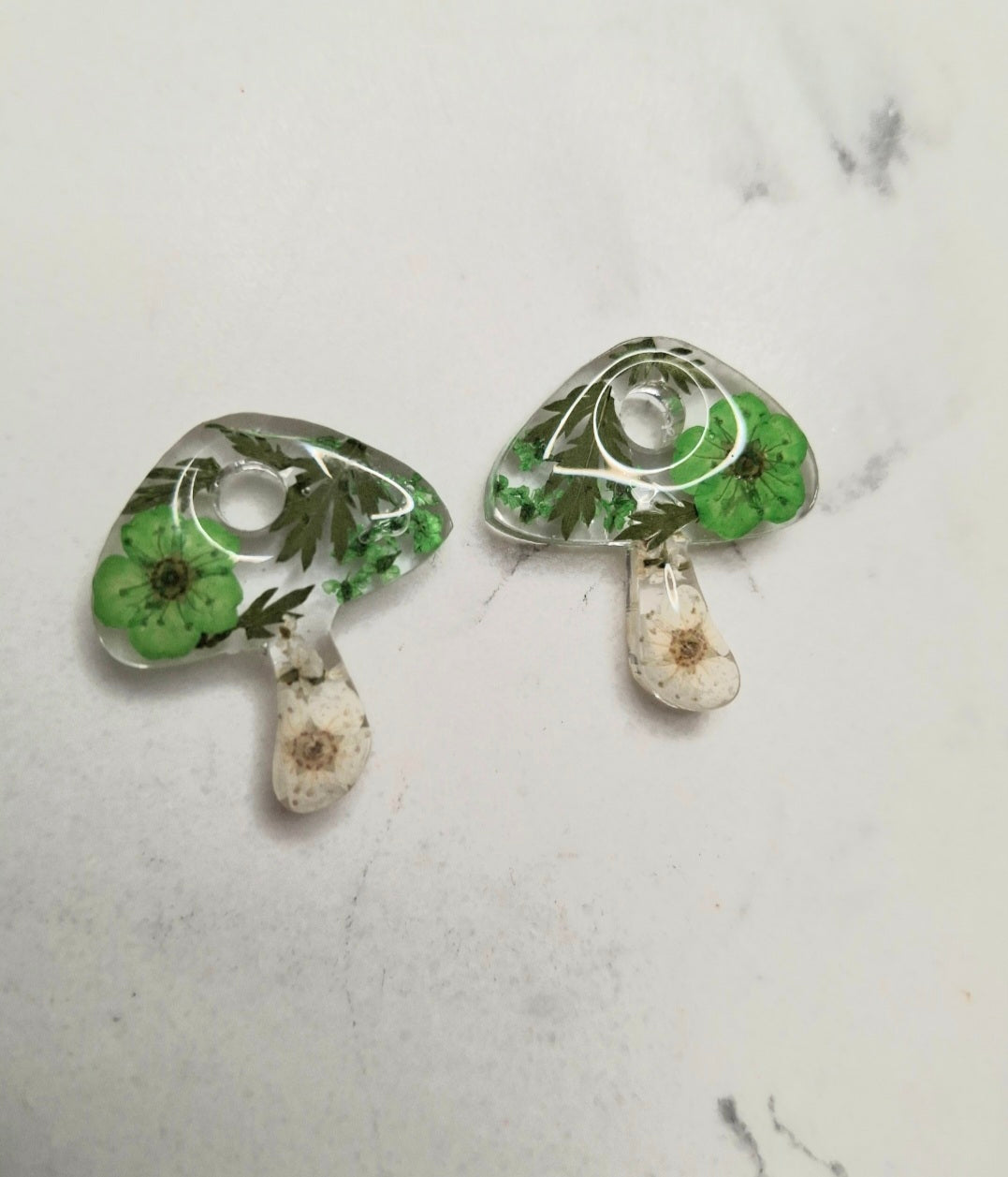 Green toadstool hoops/dangles