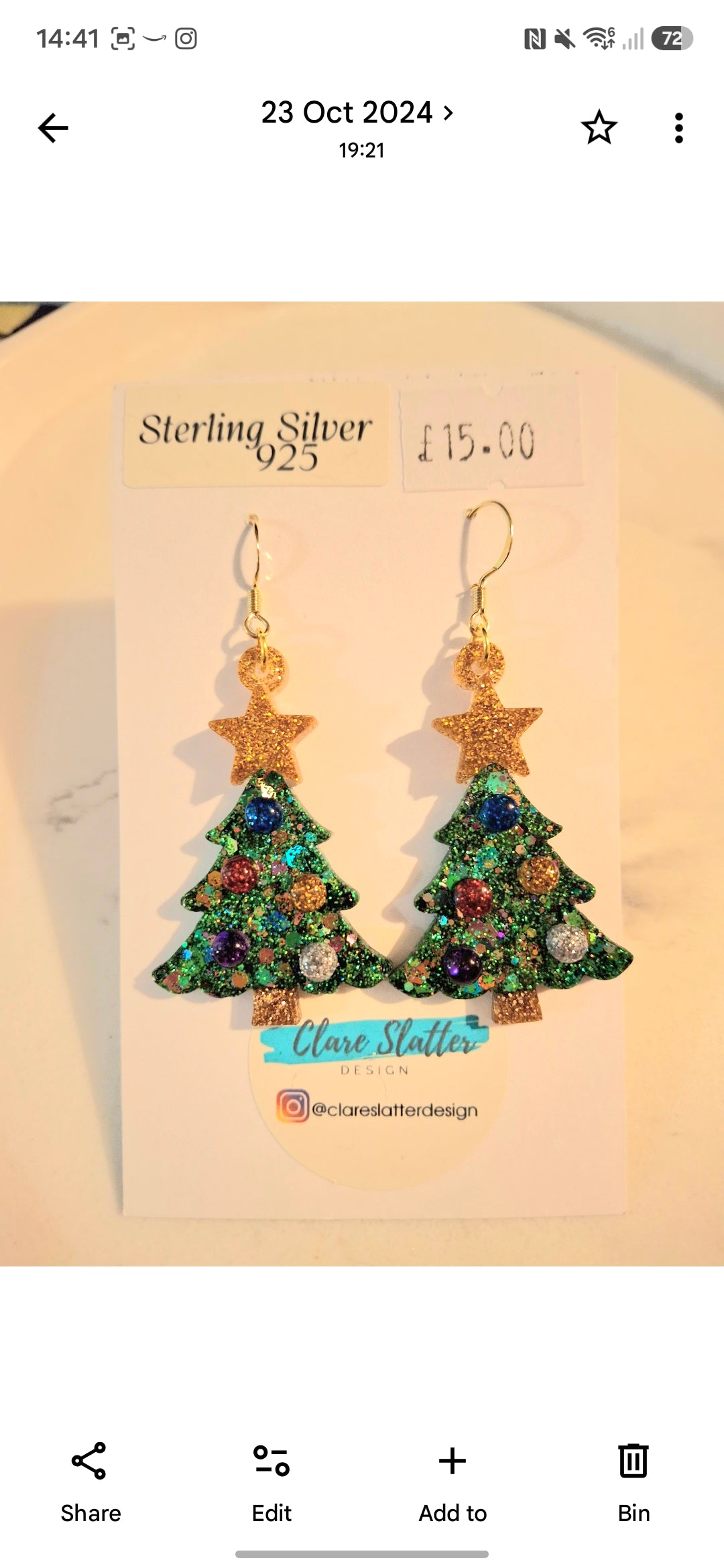 Christmas Theme Earrings- Moor Farm Barn, Sotherton, Beccles Sunday 6th December, 10:30am (£15 deposit, full cost £38)