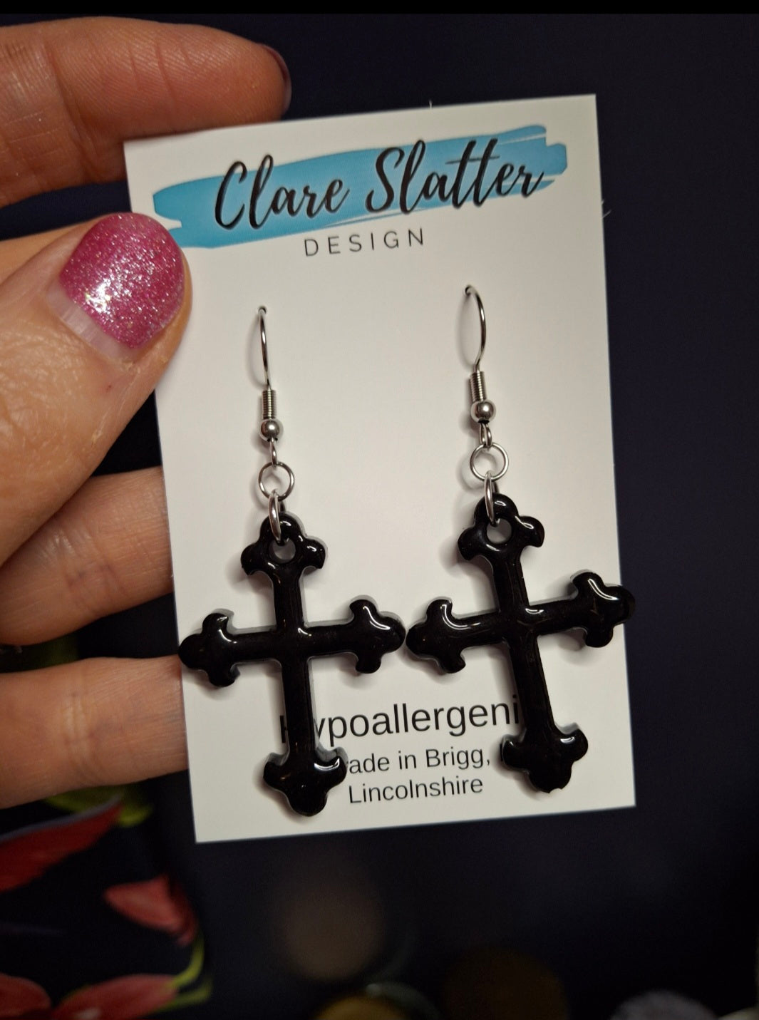 Black cross dangles