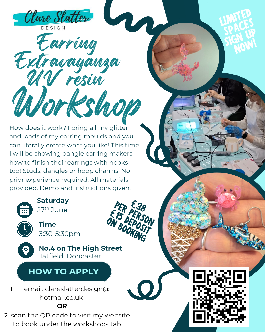 Earring Extravaganza- No.4 On The High Street, Doncaster 27th June 3:30pm (£15 deposit, full cost £38)