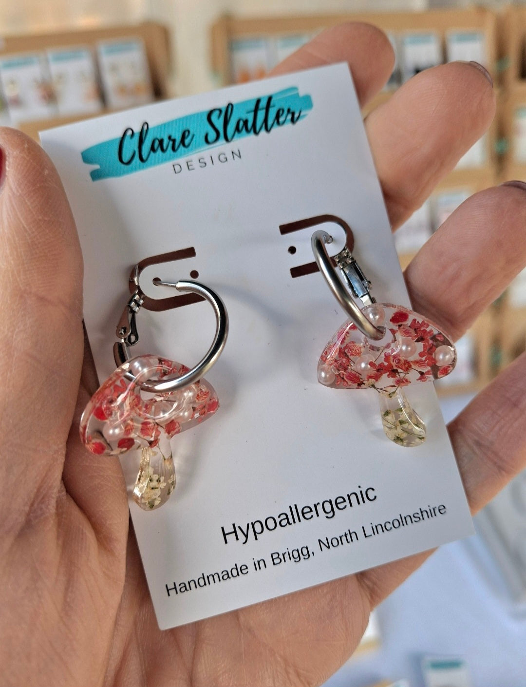 Toadstool real flower hoops
