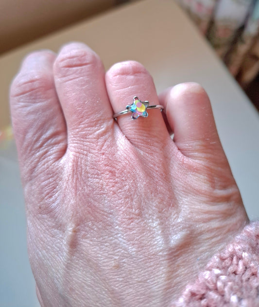 Adjustable stainless steel small star shape ring