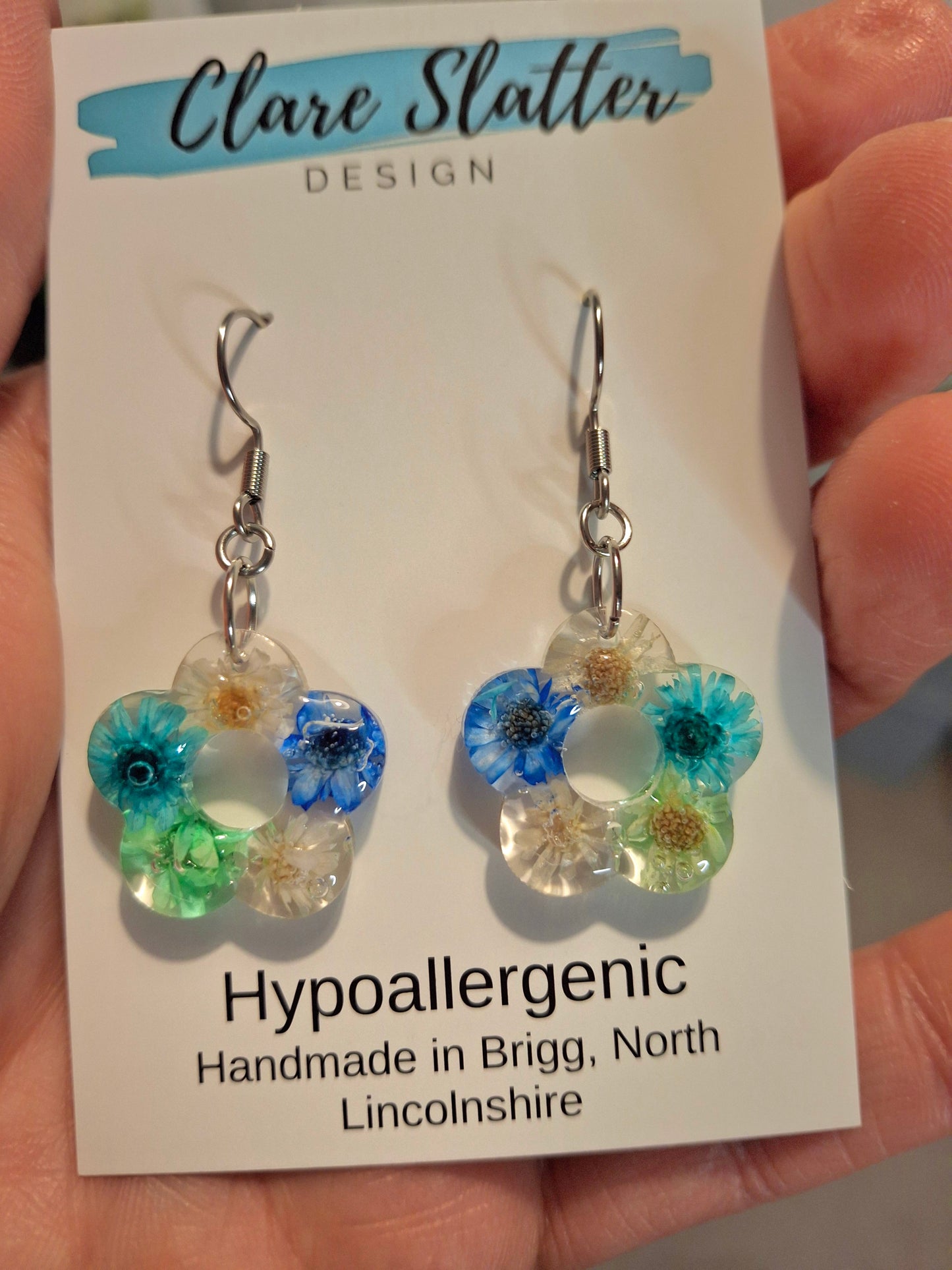 Real flower resin flower dangles