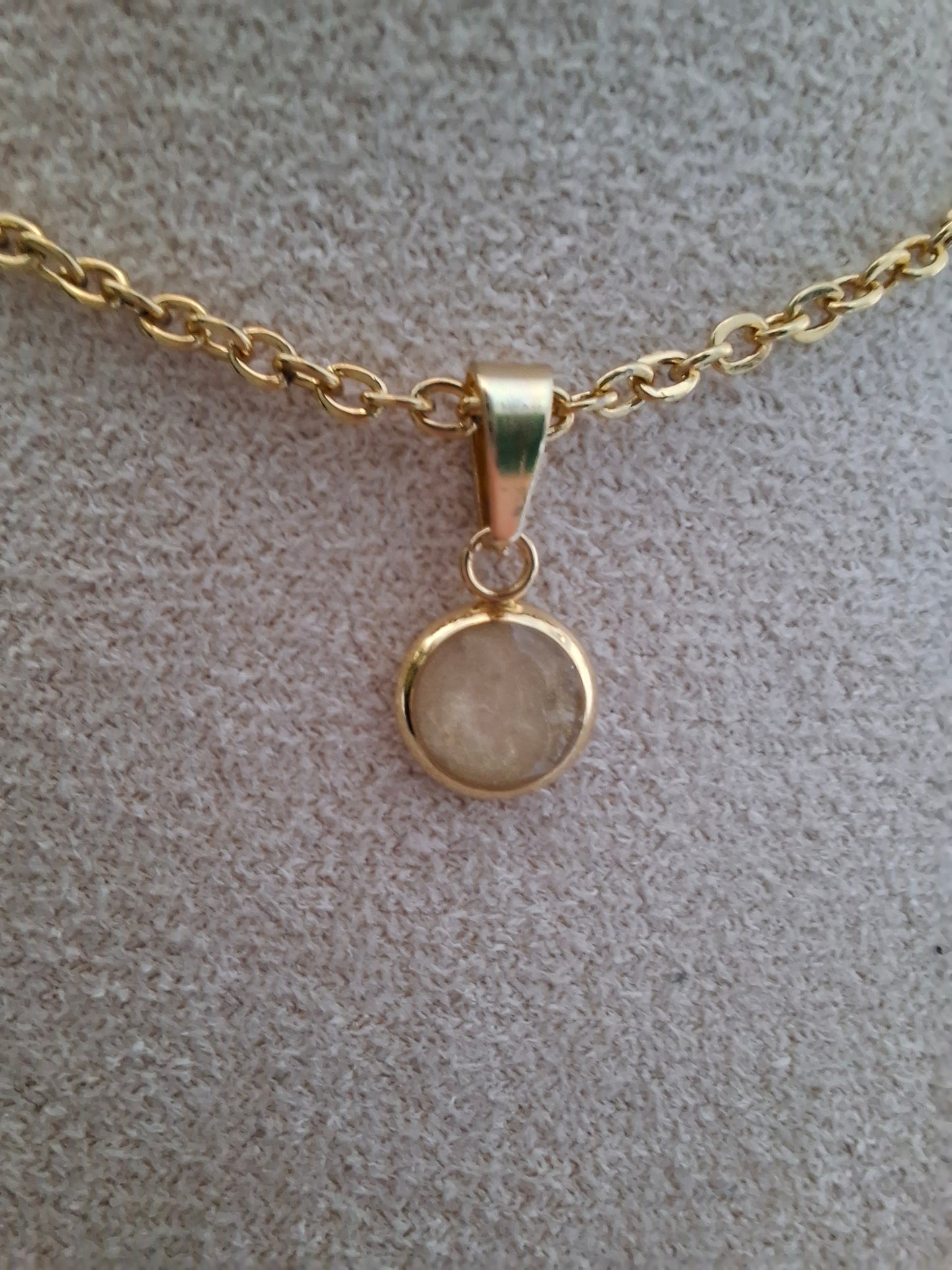 Dainty gold and faux mother of pearl pendant