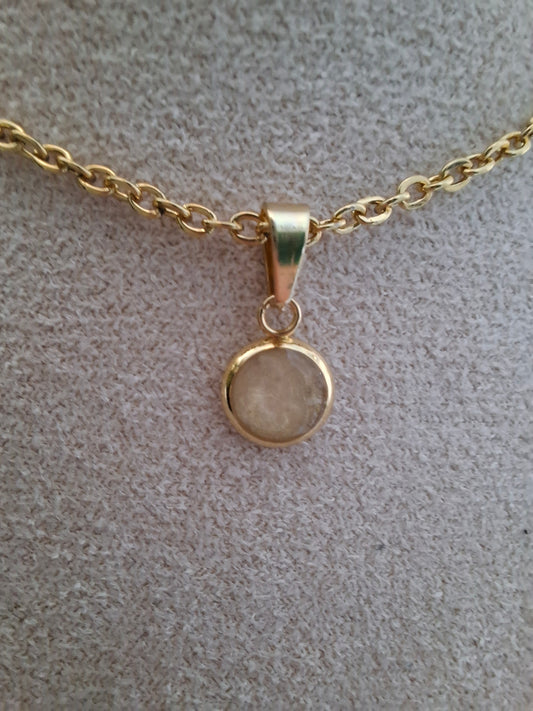 Dainty gold and faux mother of pearl pendant