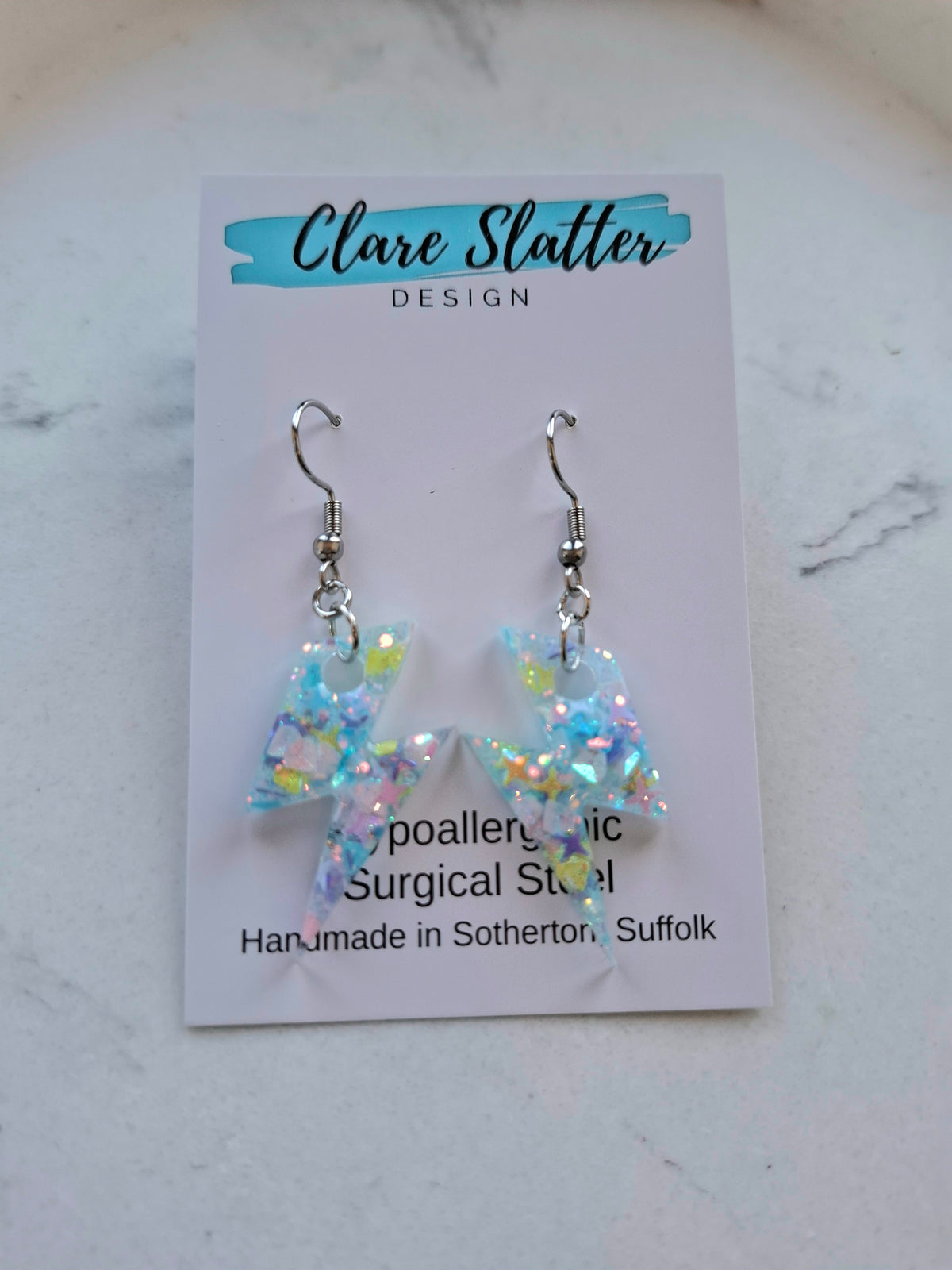 Lightening bolt blue and yellow dangles