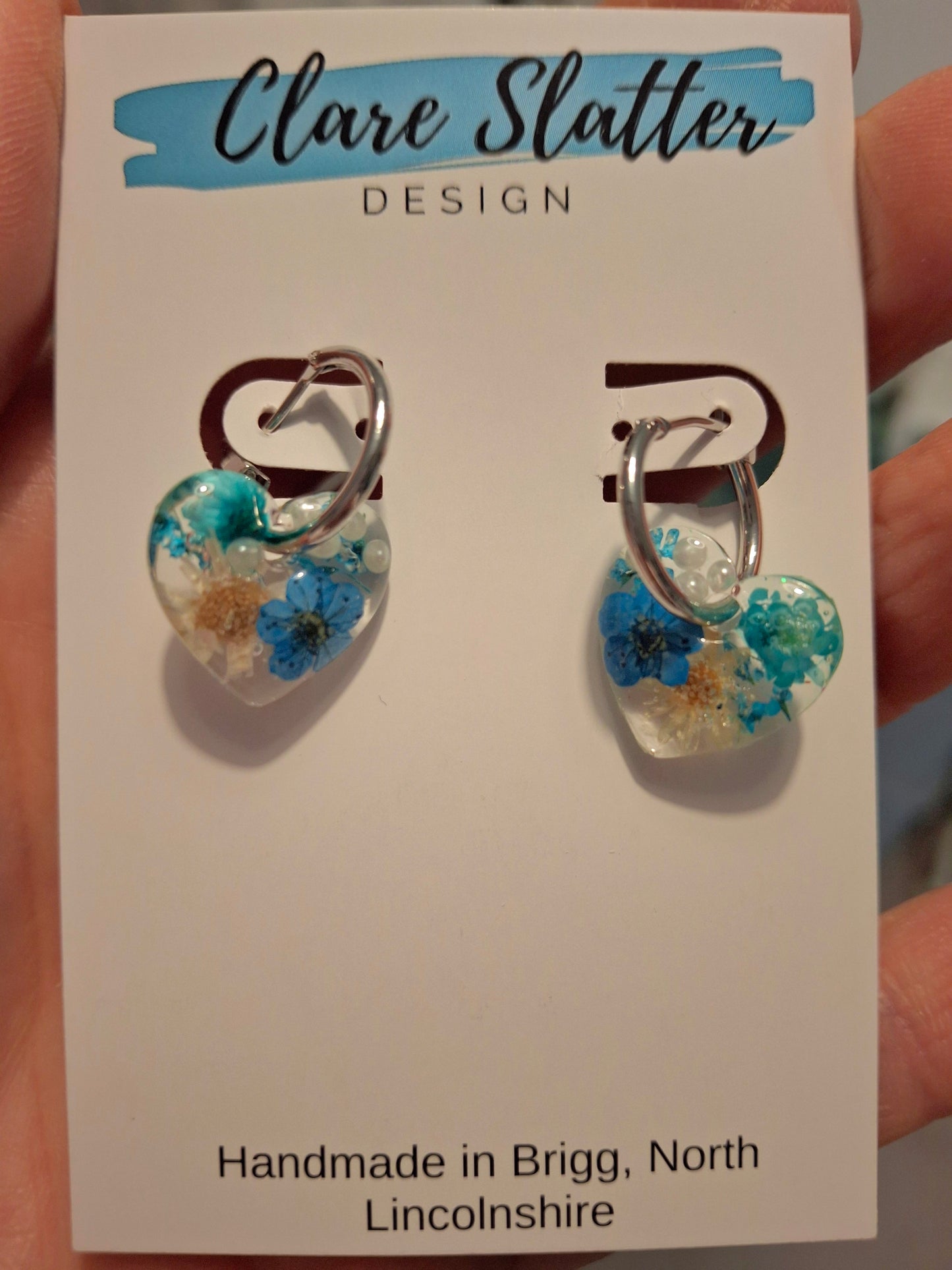 Real flower resin heart hoops