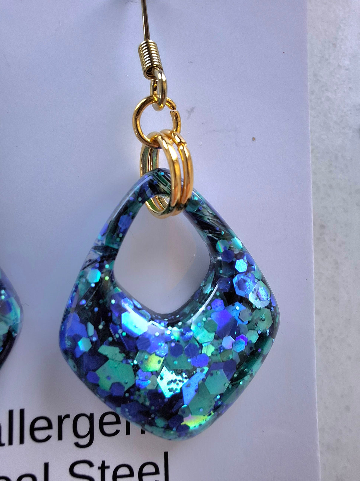 Blue triangle open teardrop dangles