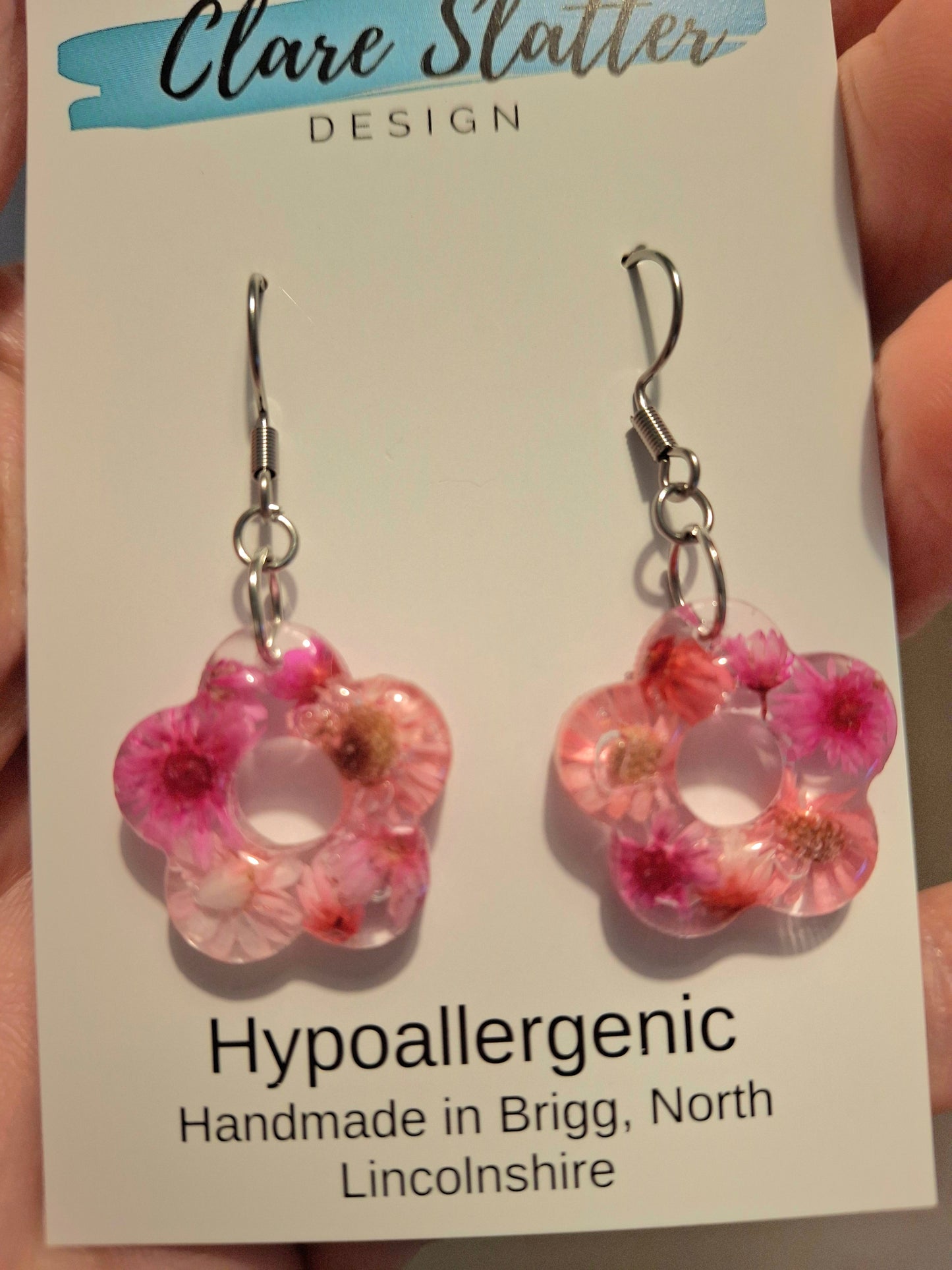 Real flower resin flower dangles