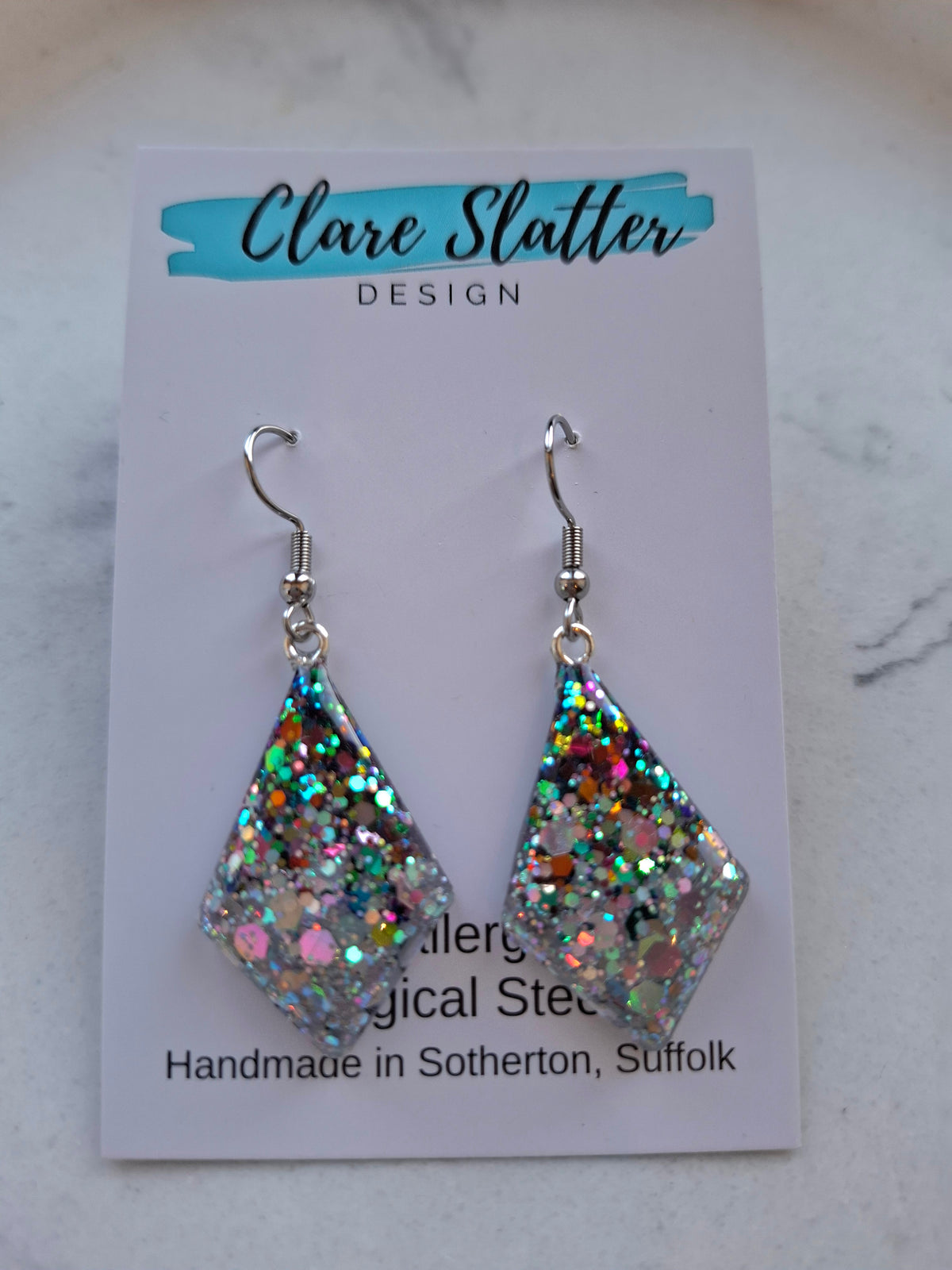Two tone diamond glitter dangles