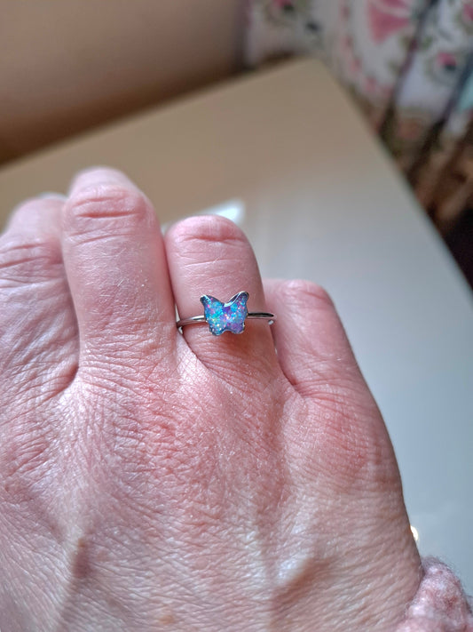 Adjustable stainless steel butterfly shape ring