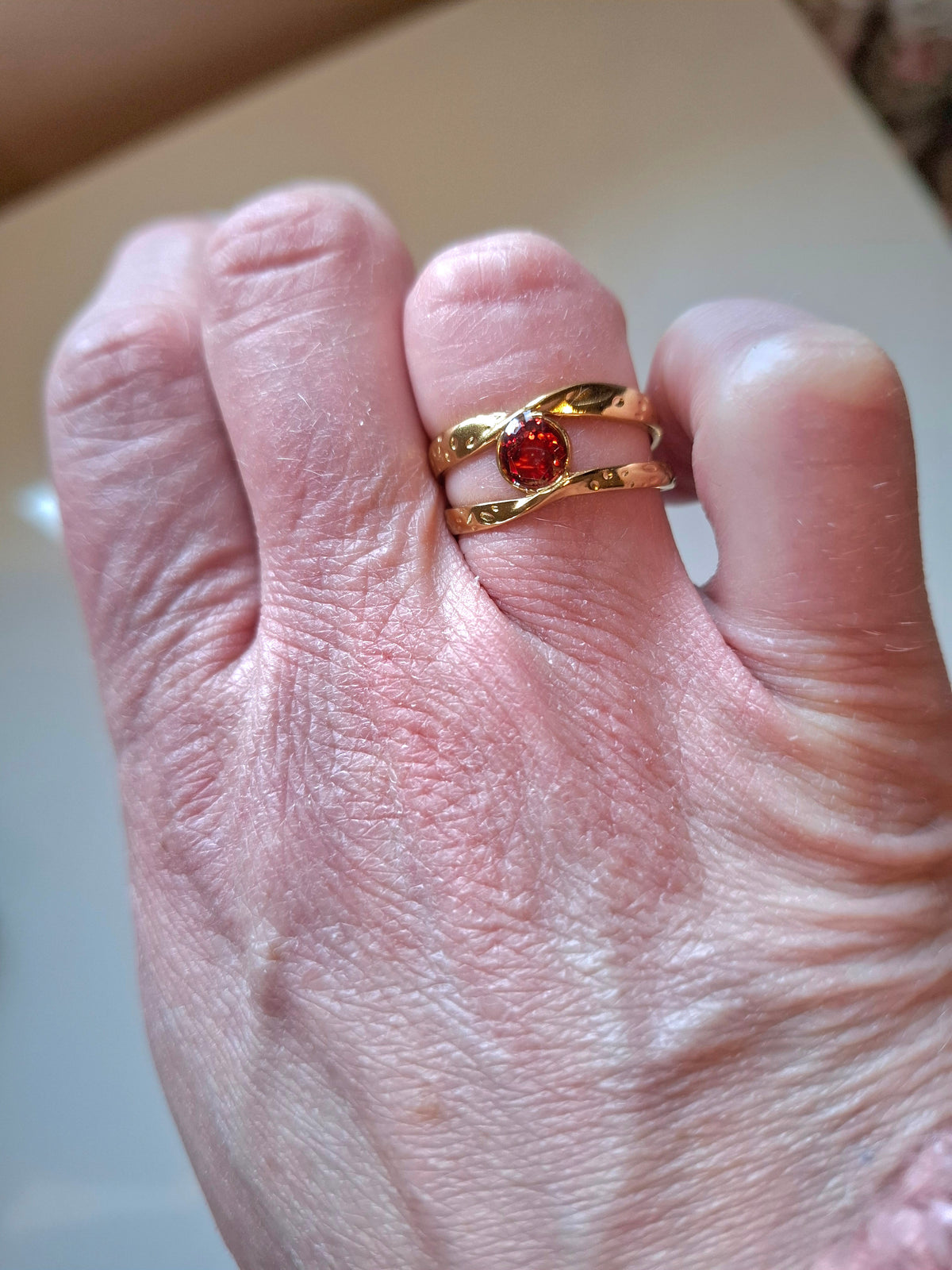 Adjustable stainless steel gold double ring