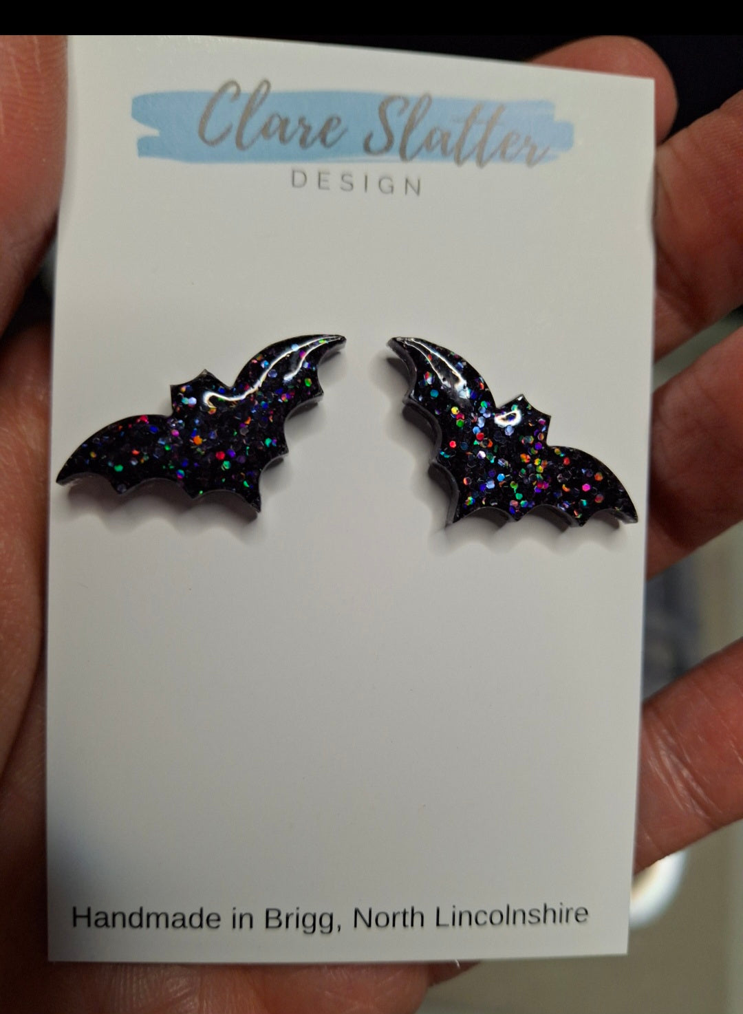 Glitter bat stud earrings
