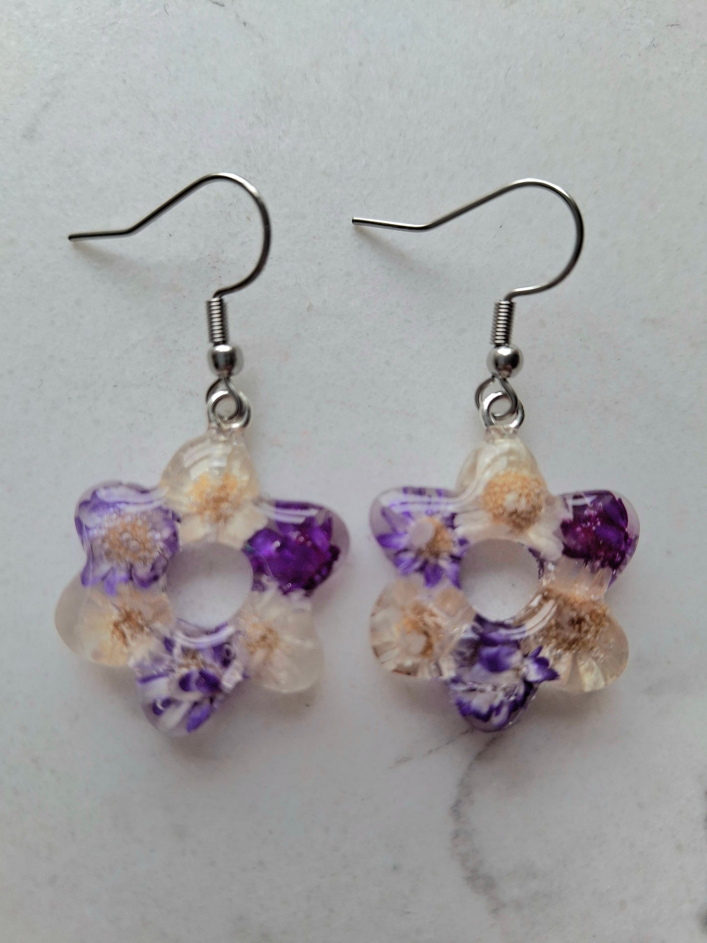 Real flower resin flower dangles