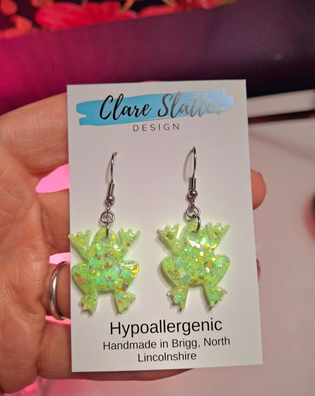 Neon Frog dangles