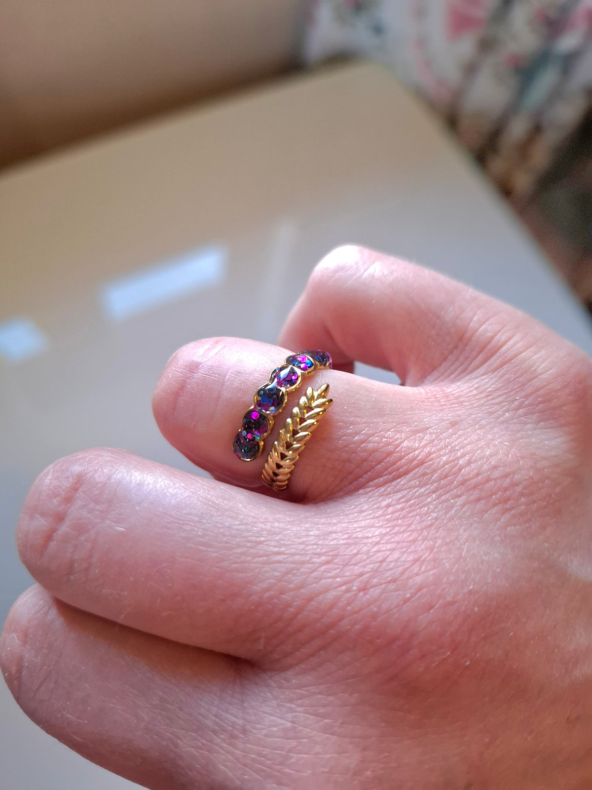 Adjustable stainless steel gold Caesar's crown ring