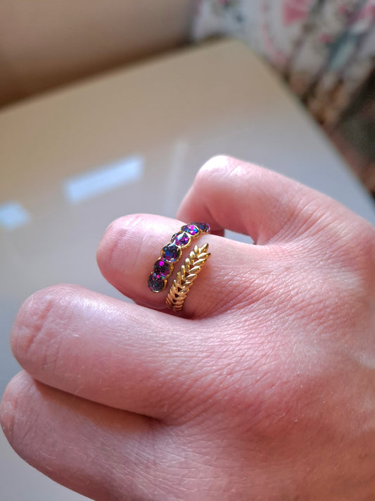 Adjustable stainless steel gold Caesar's crown ring