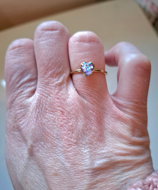 Adjustable stainless steel small heart shape ring