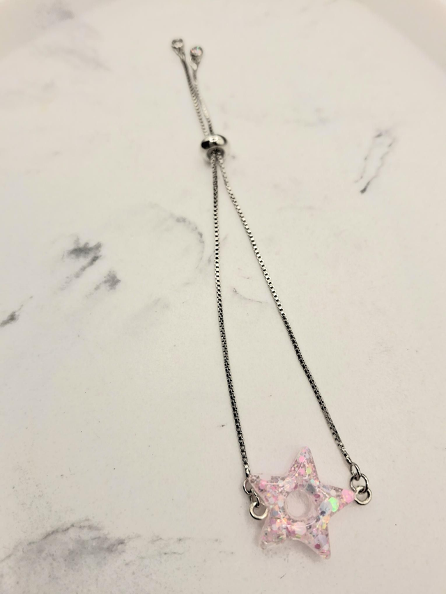 Glitter star shape slider bracelet