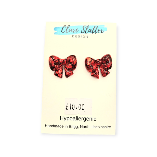 Small bow stud earrings