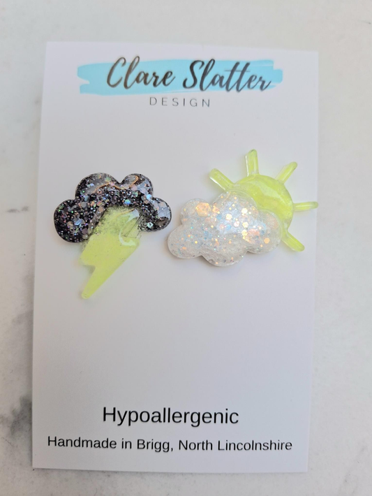 Sun and lightening mis matched studs