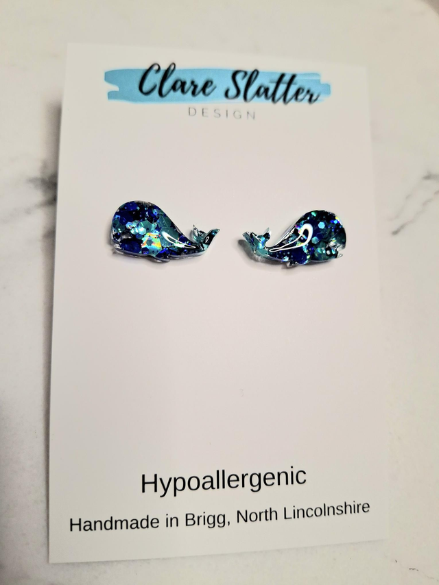 Whale stud earrings